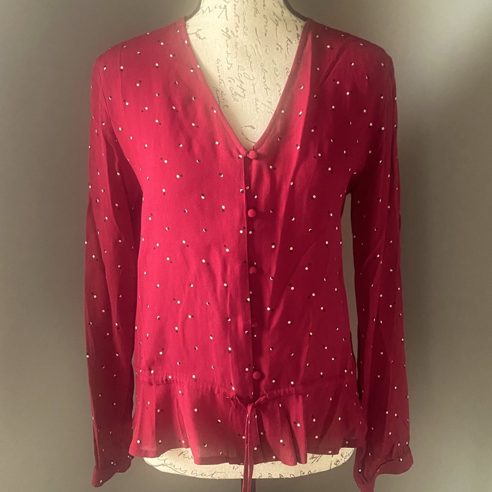 NWT RAILS Red peplum blouse size M